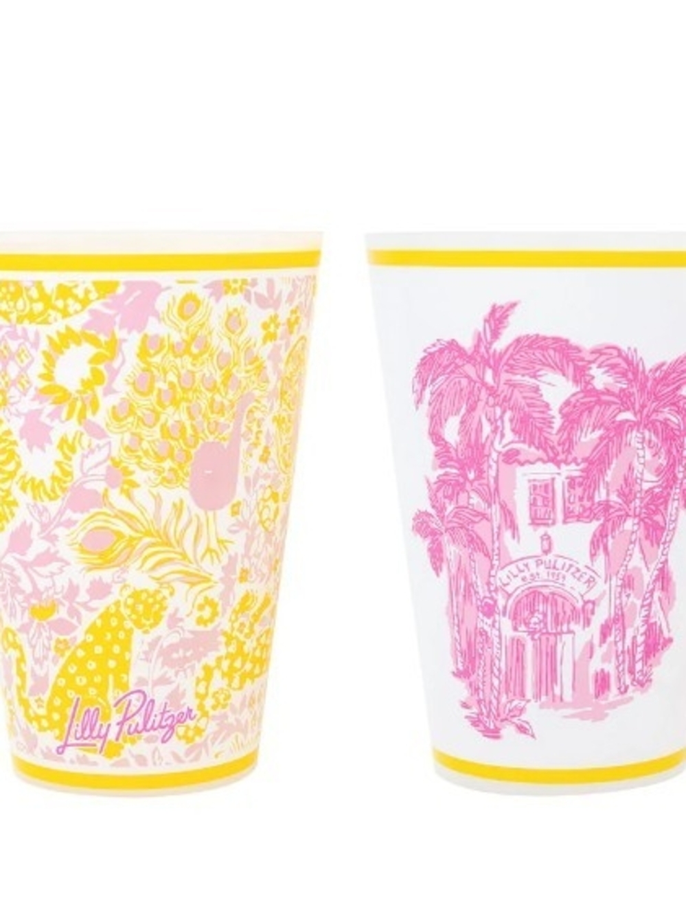 Lilly Pulitzer Pink & Yellow Tropical Paper Cups
